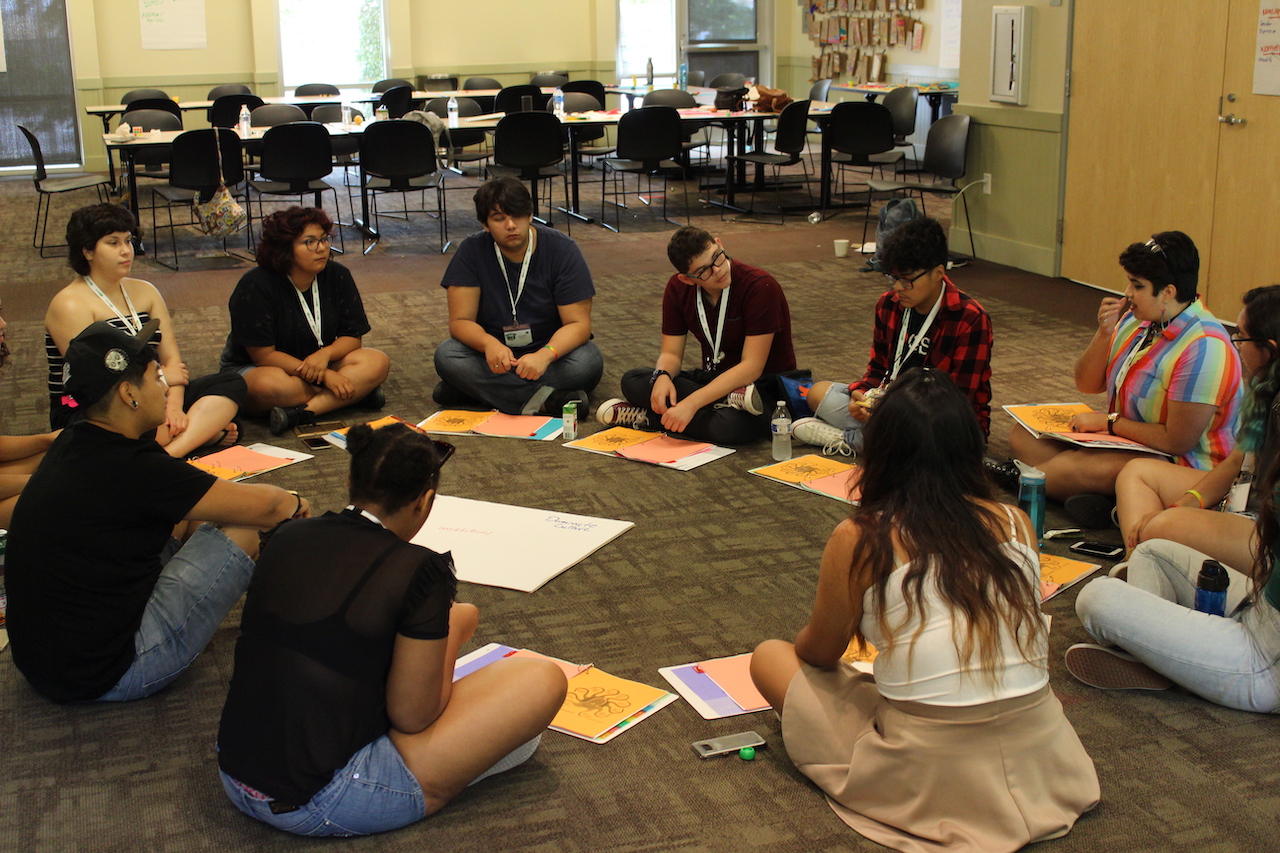 Campers in deep discussion